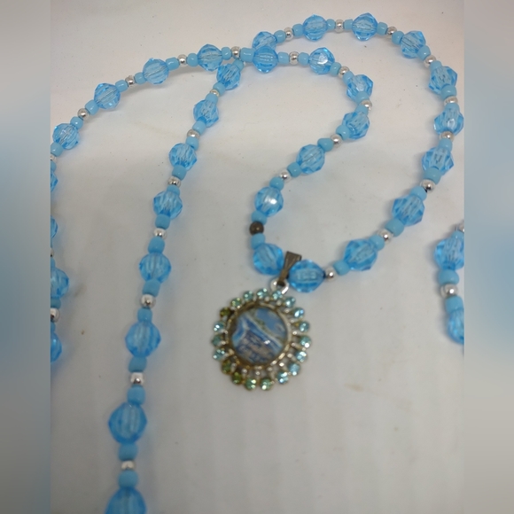 Vintage Niagara Falls Light Blue Crystal Beads 30"Necklace & 7 1/2"Bracelet Set - Picture 5 of 6